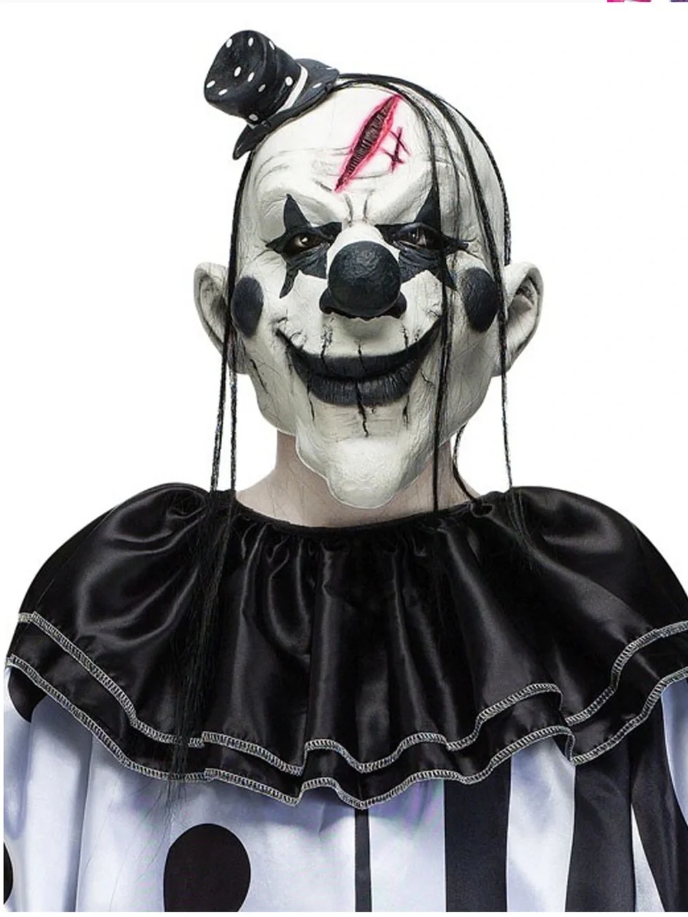 Halloween Killer Clown Costume jumpsuit ruffle collar Latex Mask Boy Size M (8)